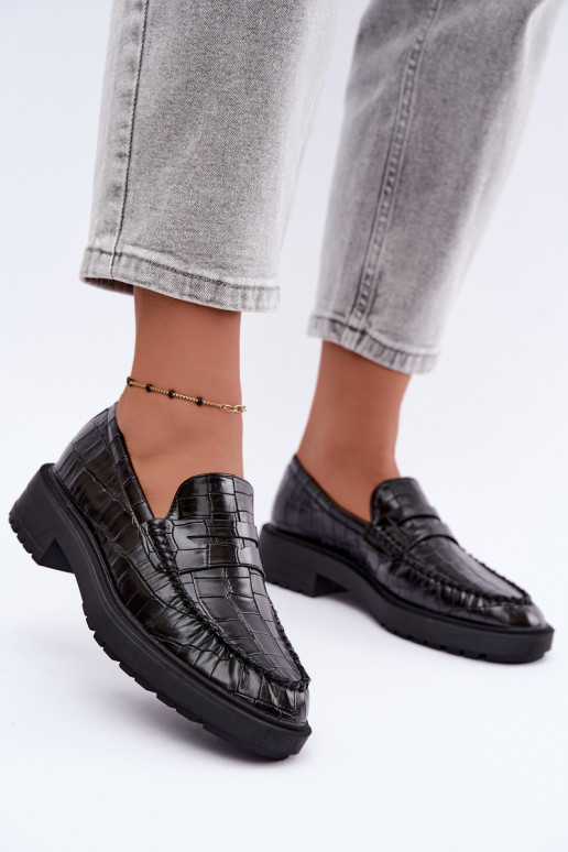 Mocasines negros con relieve Rhosyn