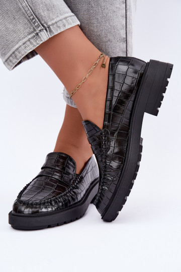 Mocasines negros con relieve Rhosyn 2