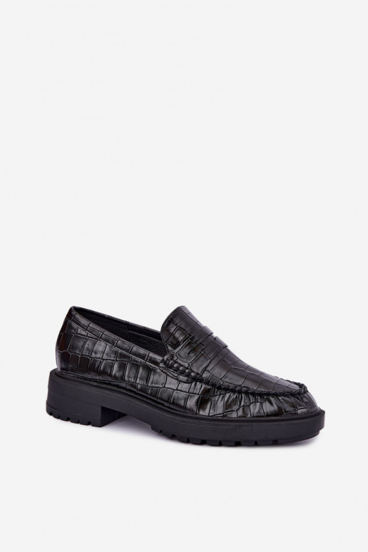 Mocasines negros con relieve Rhosyn