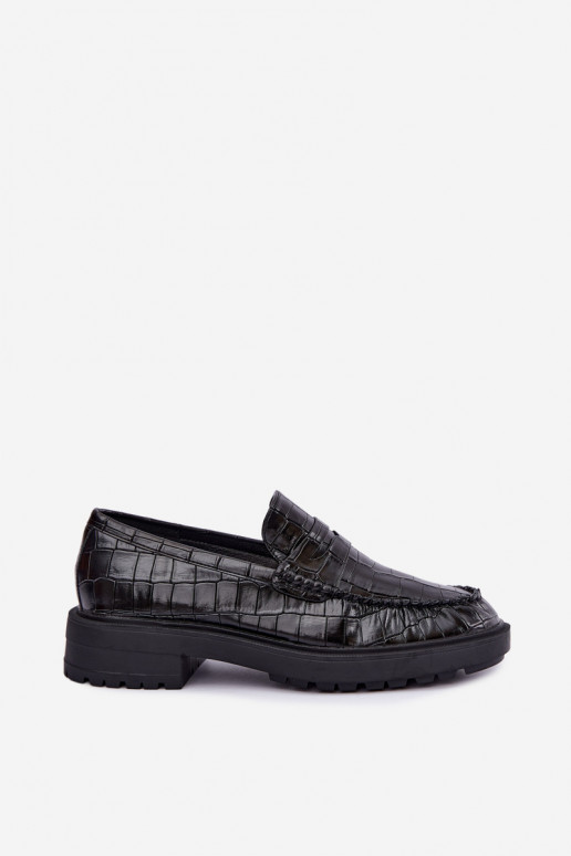 Mocasines negros con relieve Rhosyn