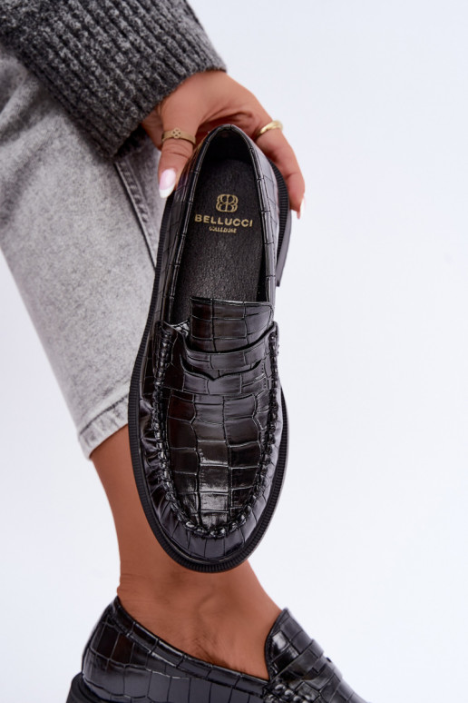 Mocasines negros con relieve Rhosyn