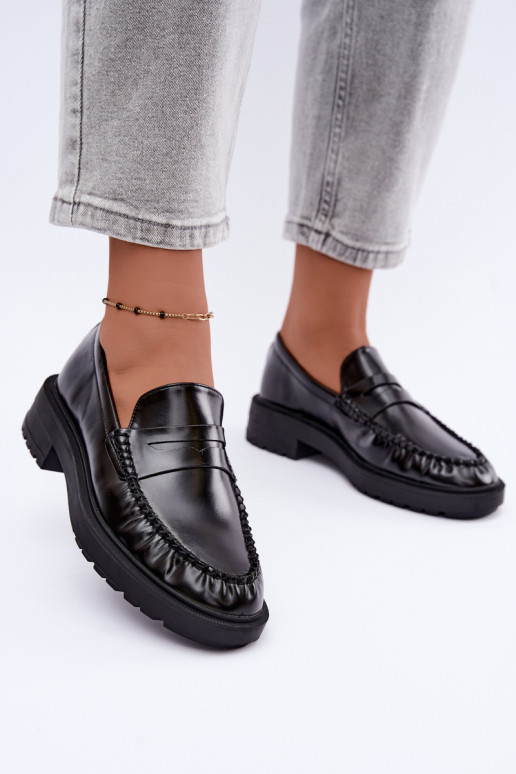 Mocasines negros con volantes Rhosyn