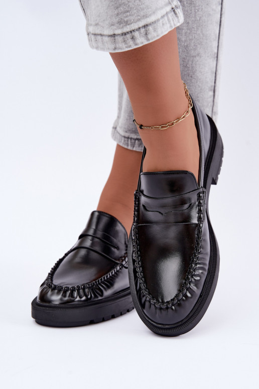 Mocasines negros con volantes Rhosyn