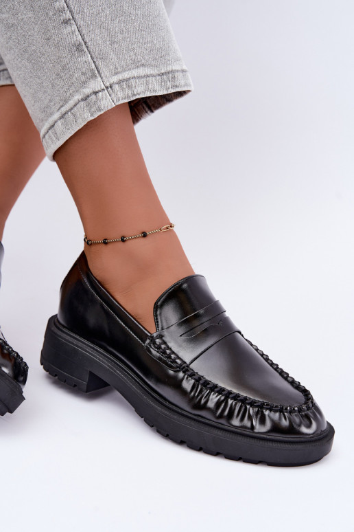 Mocasines negros con volantes Rhosyn