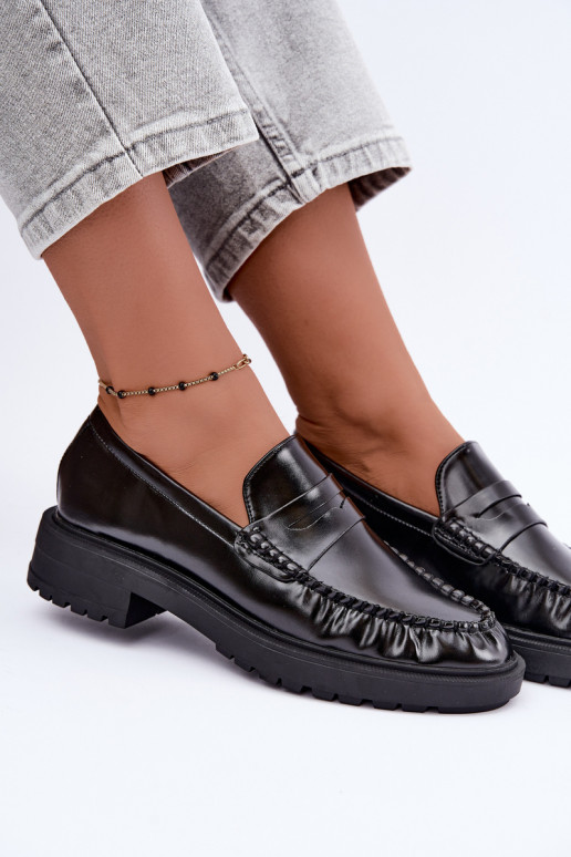 Mocasines negros con volantes Rhosyn