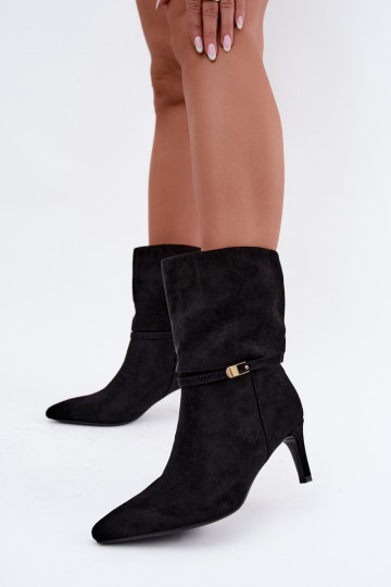 Eponine botines cálidos de tipo slip-on con tacones finos en color negro 2