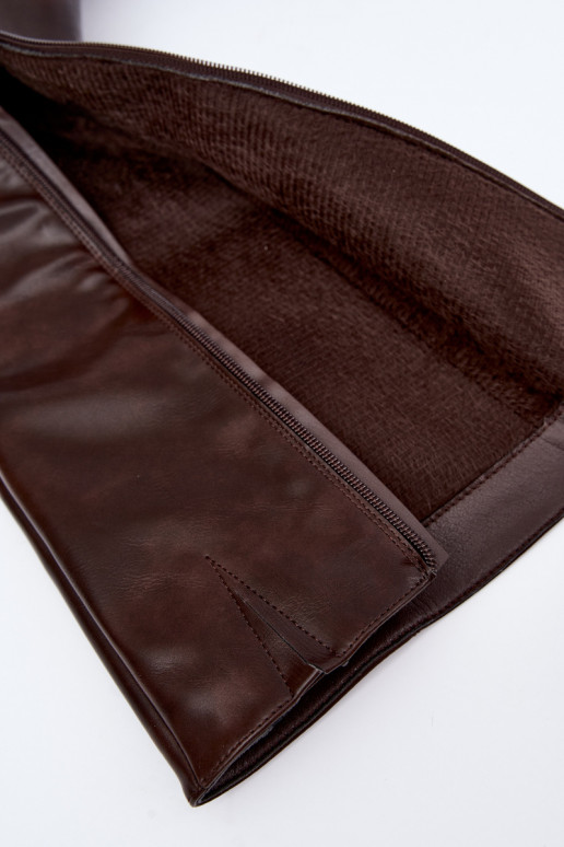 Philomene botas largas calentitas con tacón bajo en color chocolate