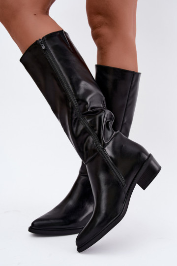 Philomene botas largas calentitas con tacón bajo en color negro