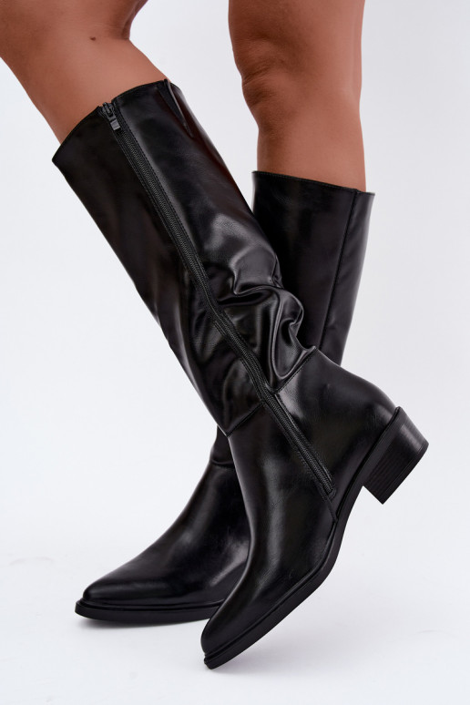 Philomene botas largas calentitas con tacón bajo en color negro