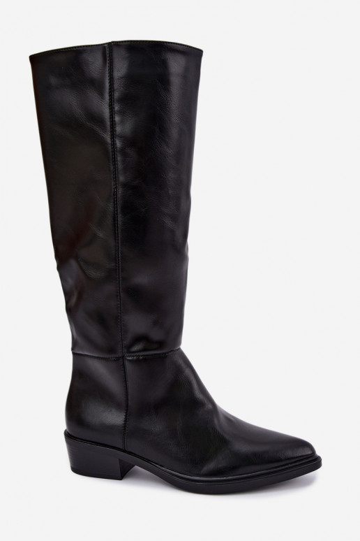Philomene botas largas calentitas con tacón bajo en color negro