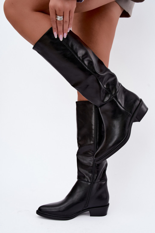 Philomene botas largas calentitas con tacón bajo en color negro