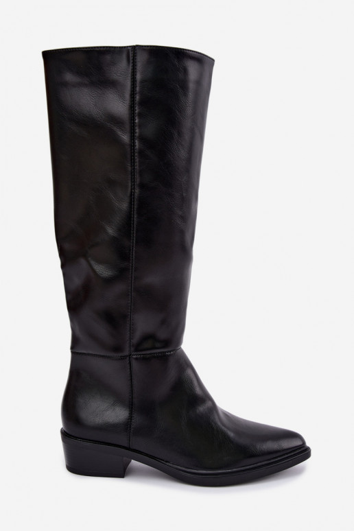 Philomene botas largas calentitas con tacón bajo en color negro