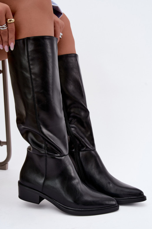 Philomene botas largas calentitas con tacón bajo en color negro