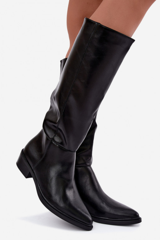 Philomene botas largas calentitas con tacón bajo en color negro