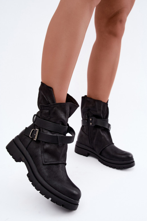 Dianelle botines para mujer con correas y hebillas en color negro