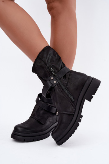 Dianelle botines para mujer con correas y hebillas en color negro 2