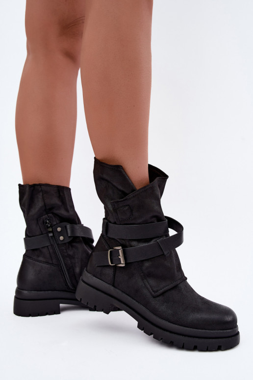 Dianelle botines para mujer con correas y hebillas en color negro