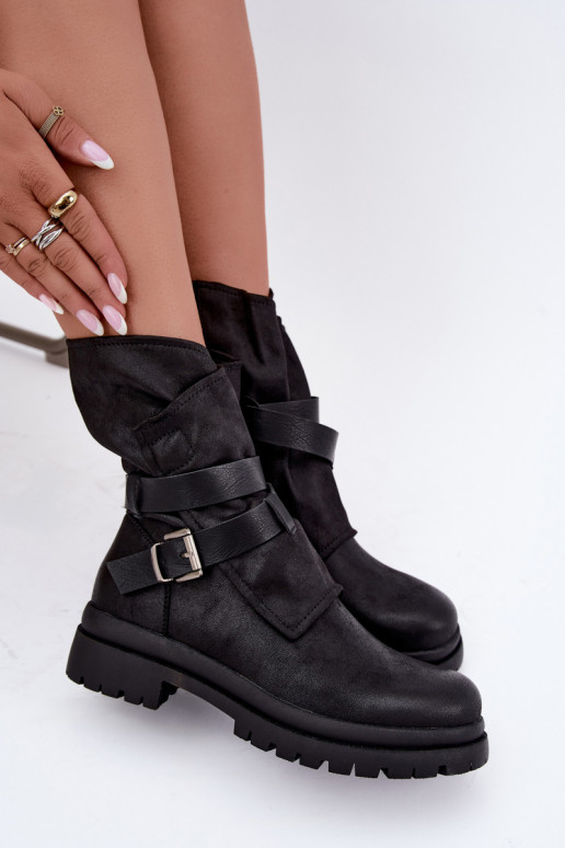 Dianelle botines para mujer con correas y hebillas en color negro