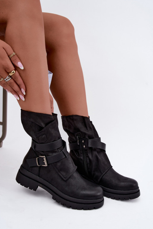 Dianelle botines para mujer con correas y hebillas en color negro