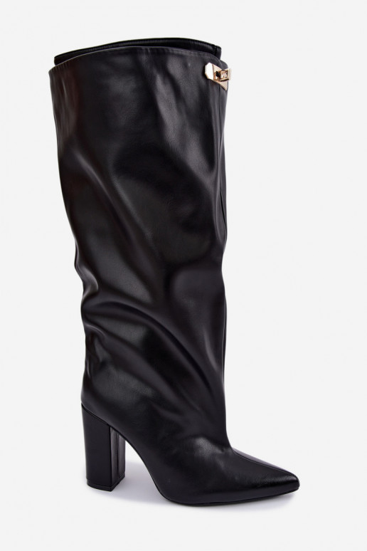 Luminelle botas largas calentitas con caña doble y tacones en color negro