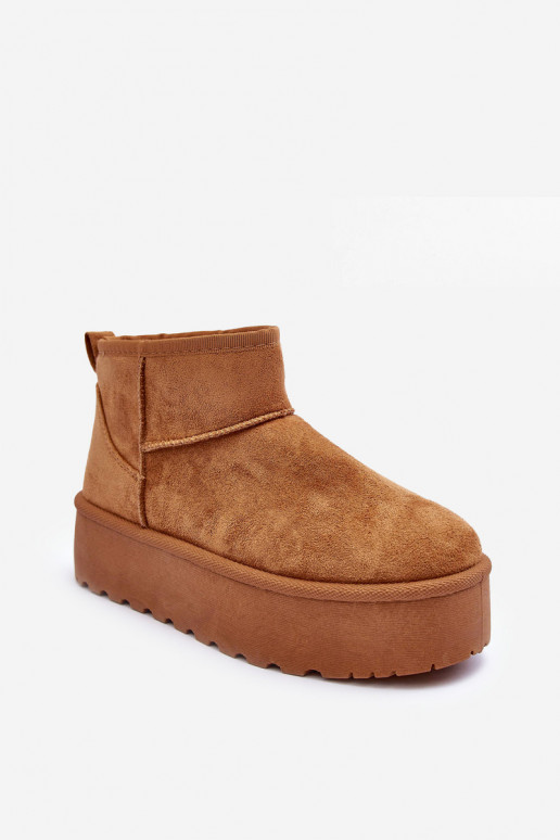 Botas de nieve de ante sintético marrón en plataforma Corcoran