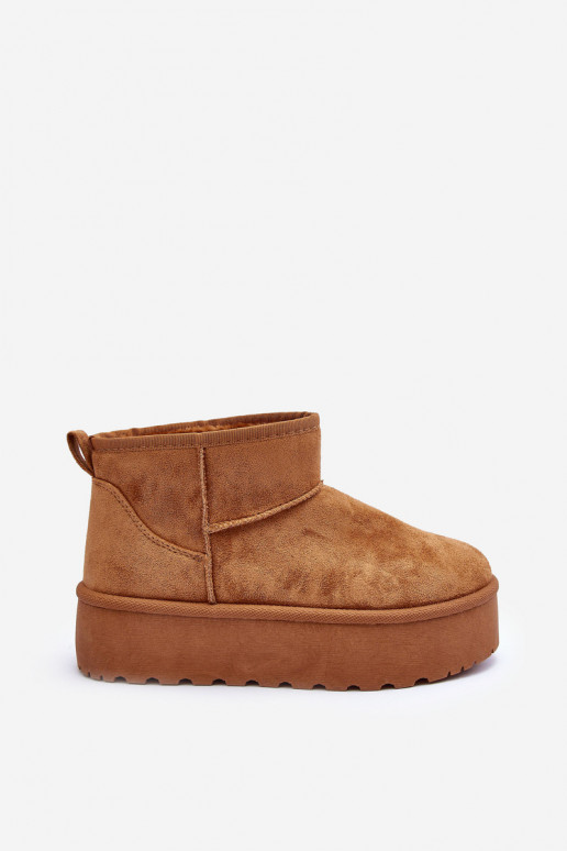 Botas de nieve de ante sintético marrón en plataforma Corcoran
