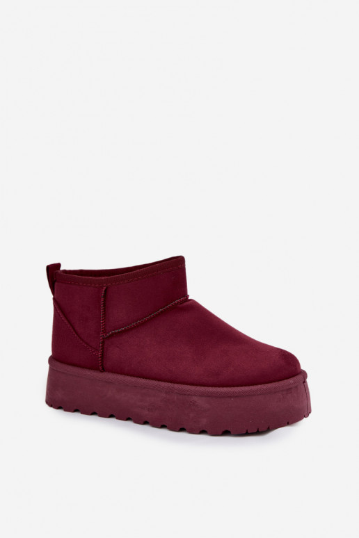Botas de nieve de ante sintético burdeos en plataforma Corcoran