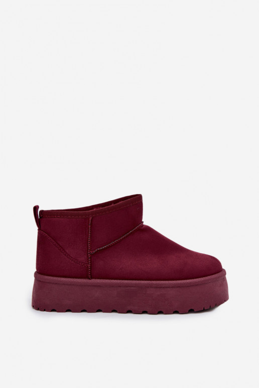Botas de nieve de ante sintético burdeos en plataforma Corcoran