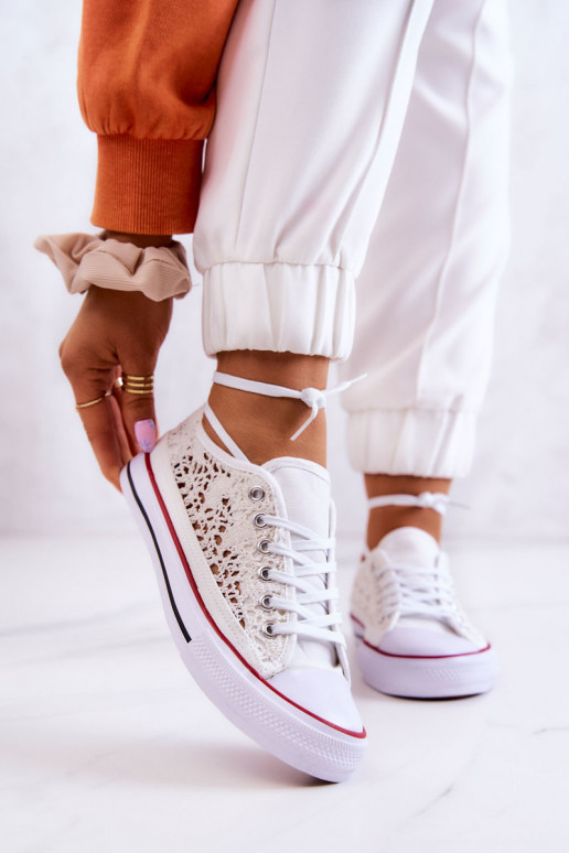 Zapatos blancos para mujer con motivos de encaje Venture