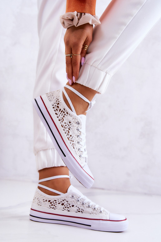 Zapatos blancos para mujer con motivos de encaje Venture