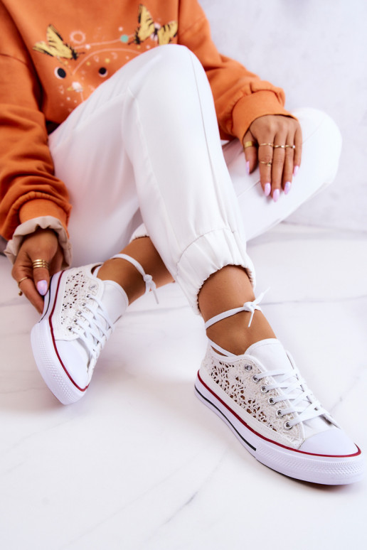 Zapatos blancos para mujer con motivos de encaje Venture