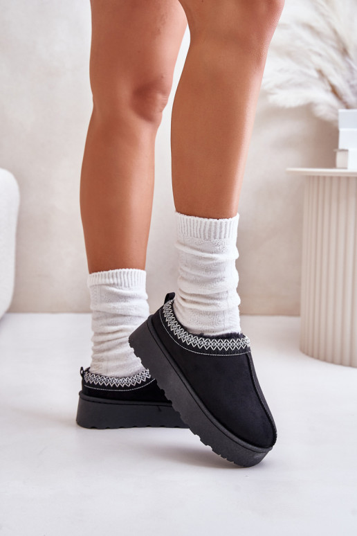 Botas de nieve negras para mujer en plataforma con aislamiento y piel dentro Remenia