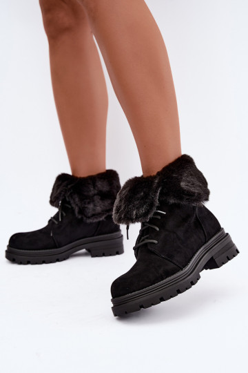 Botines cálidos con cordones y piel en el interior en color negro Heloise 2