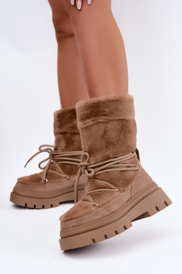 Botas de nieve con piel y plataforma en color arena Illyria 2