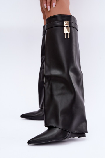 Botas altas Mirettea con plataforma y correas decorativas en negro 2