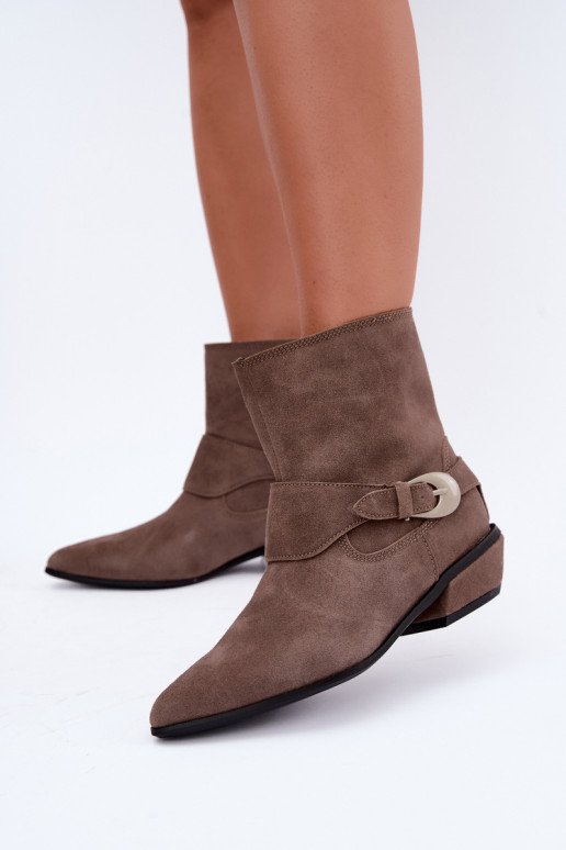 Botines aislados Serenelle de estilo cowboy en ante sintético color arena