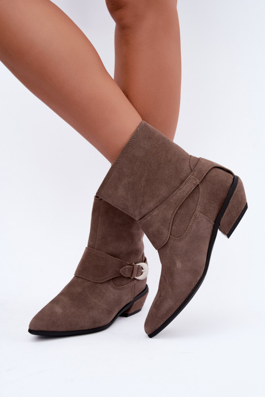 Botines aislados Serenelle de estilo cowboy en ante sintético color arena