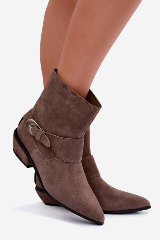 Botines aislados Serenelle de estilo cowboy en ante sintético color arena