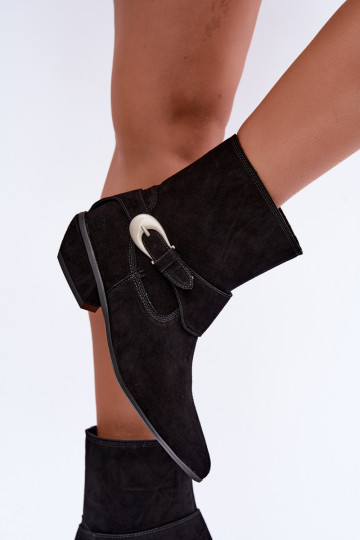 Botines aislados Serenelle de estilo cowboy en ante sintético negro