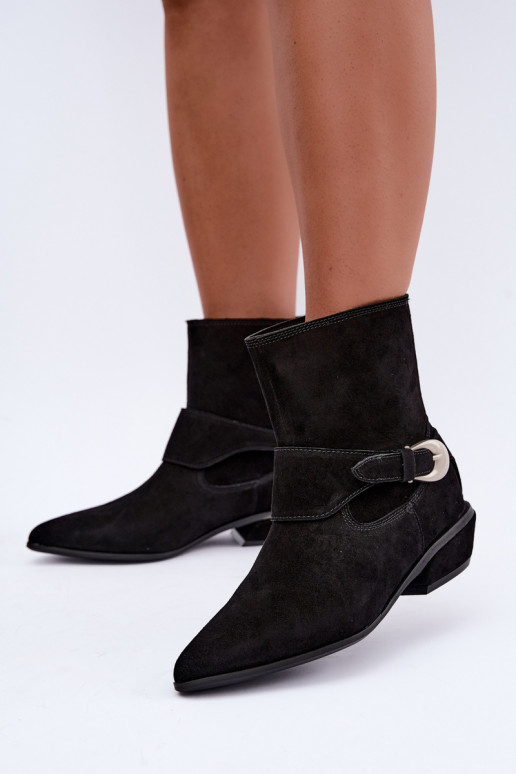 Botines aislados Serenelle de estilo cowboy en ante sintético negro