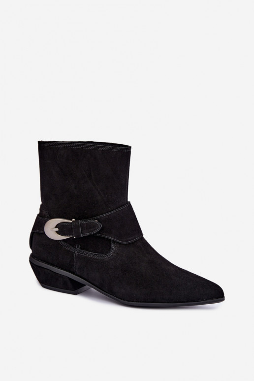 Botines aislados Serenelle de estilo cowboy en ante sintético negro