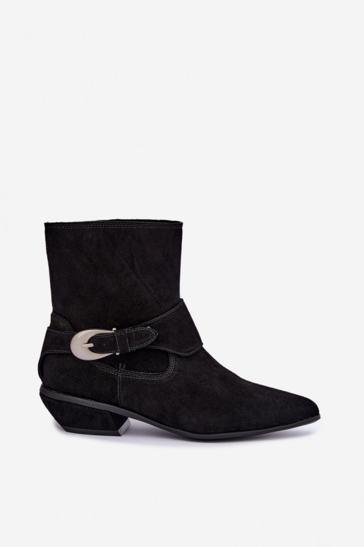 Botines aislados Serenelle de estilo cowboy en ante sintético negro