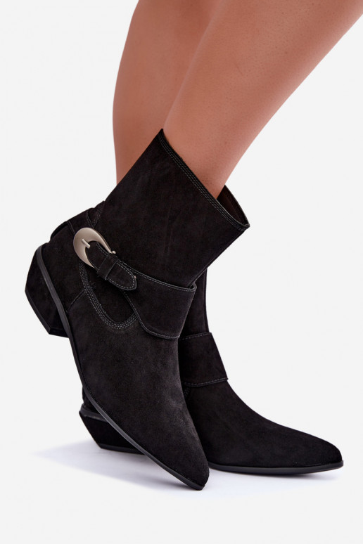 Botines aislados Serenelle de estilo cowboy en ante sintético negro