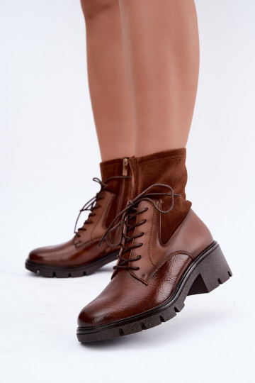 Botines aislantes para mujer con tacón marrón Aurelis 2