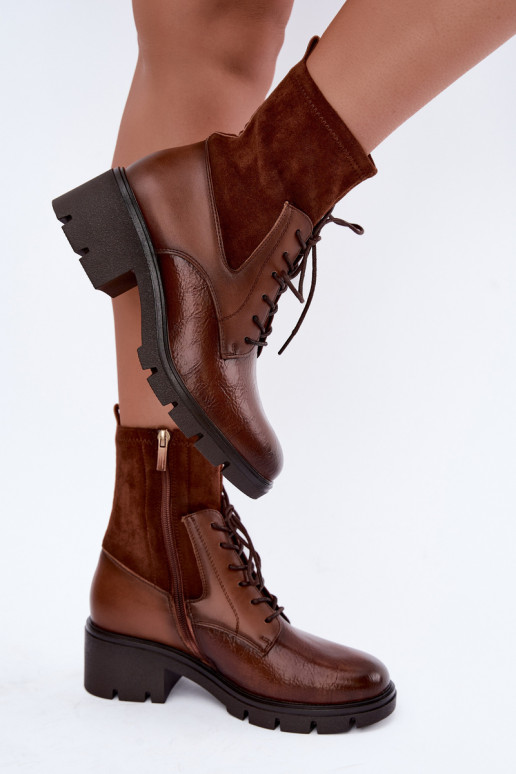 Botines aislantes para mujer con tacón marrón Aurelis