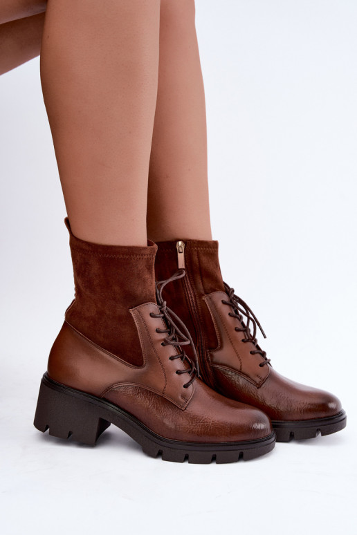 Botines aislantes para mujer con tacón marrón Aurelis