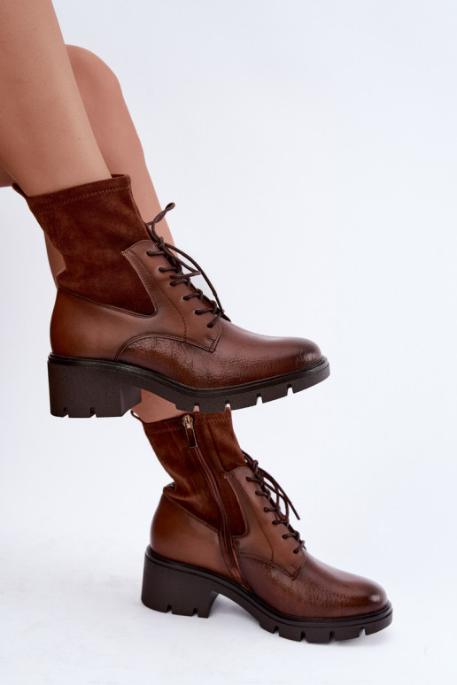 Botines aislantes para mujer con tacón marrón Aurelis