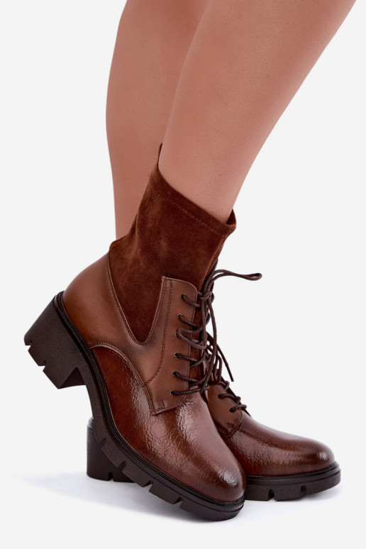 Botines aislantes para mujer con tacón marrón Aurelis