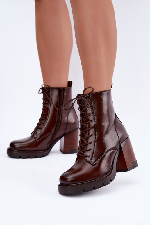 Botines aislantes con tacón marrón oscuro Isalys