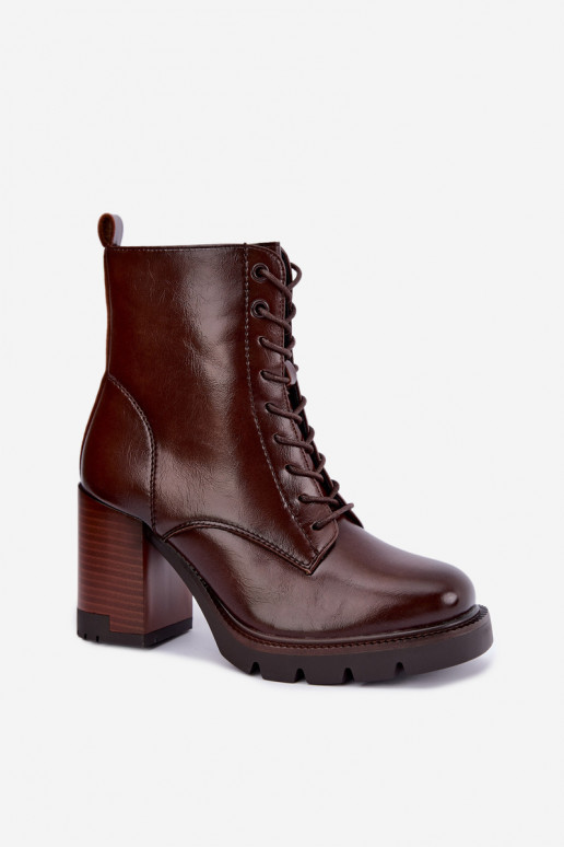 Botines aislantes con tacón marrón oscuro Isalys
